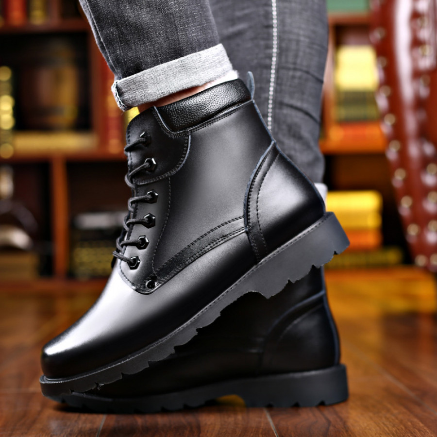 Ботинки из нат.кожи мужские, арт ОМ22, цвет:чёрный