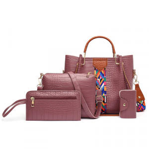 Набор сумок из 4 предметов, арт А61, цвет: розово-серый