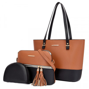 Набор сумок из 3 предметов, арт А64, цвет:коричневый с черным ОЦ
