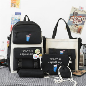 Набор-рюкзак из 5 предметов, арт Р16  цвет: 9023 чёрный, без брелка