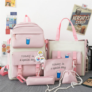 Набор-рюкзак из 5 предметов, арт Р16  цвет: 9023 светло-розовый, без брелка