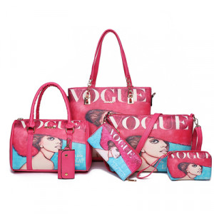 Комплект сумок из 6 предметов, арт А74, цвет:розовый ОЦ