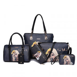 Комплект сумок из 6 предметов, арт А74, цвет:чёрный ОЦ