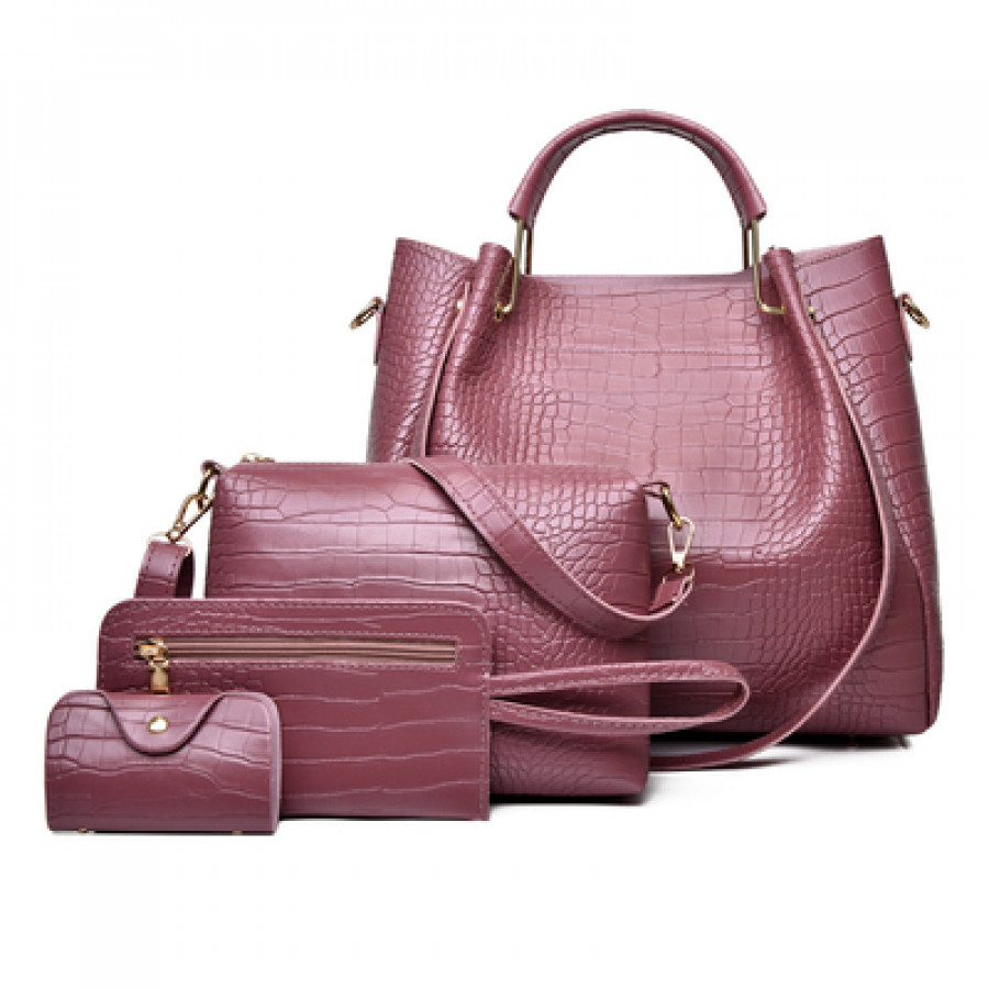 Набор сумок из 4 предметов арт А22, цвет: тёмно-розовый ОЦ