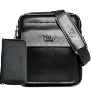 Комплект сумка + кошелек мужской, арт МК9, цвет: чёрный ОЦ