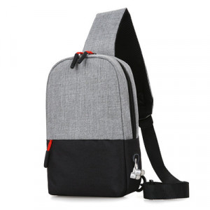 Мужская сумка через плечо, нагрудная сумка арт МК2, цвет:0853 чёрно-серый