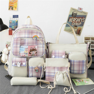 Комплект рюкзак из 5 предметов, арт Р63, цвет: фиолетовый (без брелка)