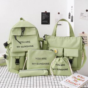 Комплект рюкзак из 5 предметов, арт Р64, цвет: зелёный