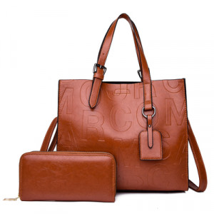 Комплект сумка и кошелёк, арт А92, цвет:светло-коричневый ОЦ