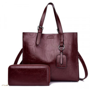 Комплект сумка и кошелёк, арт А92, цвет:тёмно-коричневый ОЦ