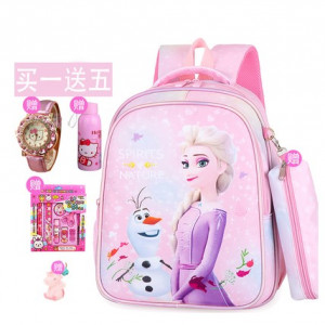 Набор рюкзак + пенал детский, арт Р101, цвет:  Эльза розовый +4 подарка(36*29 см)