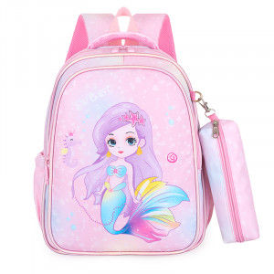 Набор рюкзак + пенал детский, арт Р101, цвет: розовая русалка (36*29 см)
