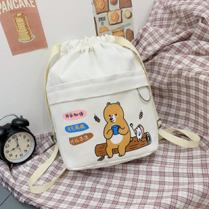 Рюкзак на шнуровке, арт Р94, цвет: Wood bear белый
