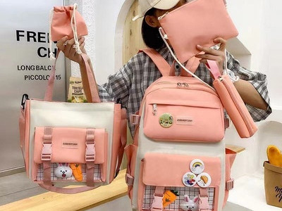 Набор рюкзак из 5 предметов, арт Р128, цвет: розовый