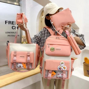 Набор рюкзак из 5 предметов, арт Р128, цвет: розовый ОЦ