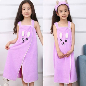Полотенце-халат детский, арт КД161, цвет: фиолетовый 8-14 лет
