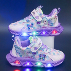 Кроссовки с подсветкой детские, арт ОДД42, цвет: плотная сетка фиолетовый