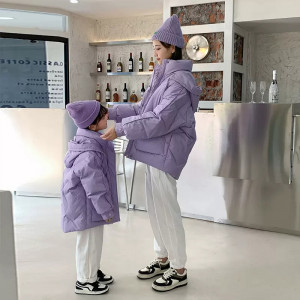 Куртка зимняя для мамы и дочки, арт КЖ372, цвет: фиолетовый