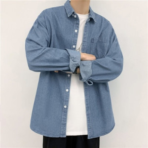 Рубашка джинсовая молодежная мужская, арт МЖ176, цвет: синий