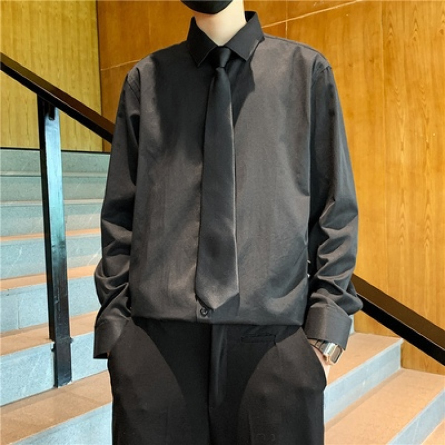Рубашка молодежная мужская без галстука!, арт МЖ177, цвет: чёрный