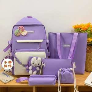 Рюкзак-набор из 5 предметов, арт Р113, цвет:фиолетовый (без брелка)