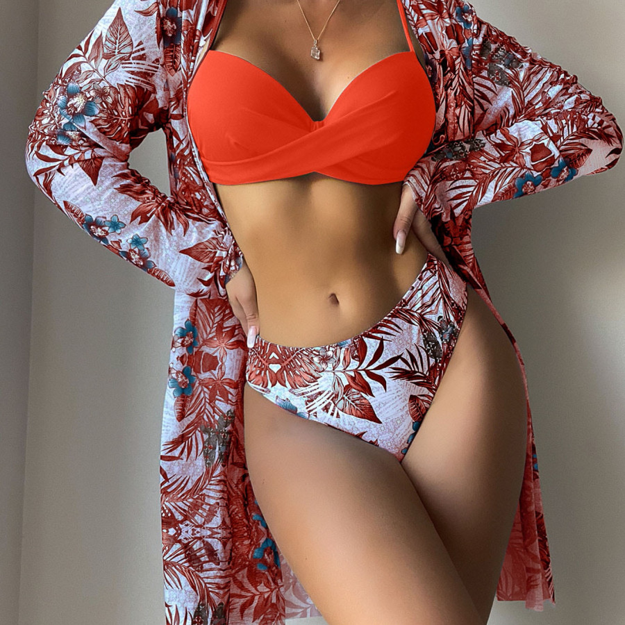 Купальник из 3 частей, арт КП1, цвет: оранжевый