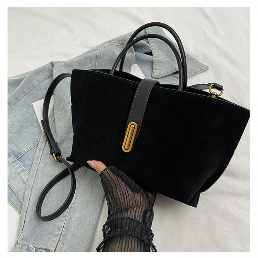 Набор сумок из 2 предметов, арт НБ94, цвет:чёрный замша