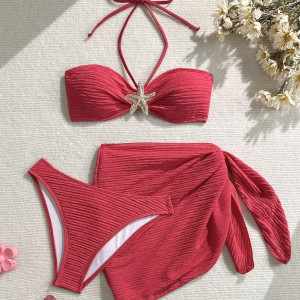 Купальник из 3 частей, арт КП2, цвет: красный